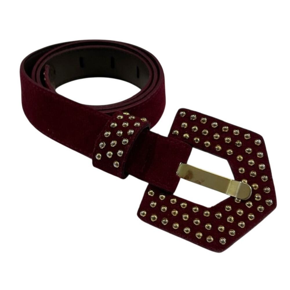 Milor vintage 1990's women's burgundy suede leather belt.